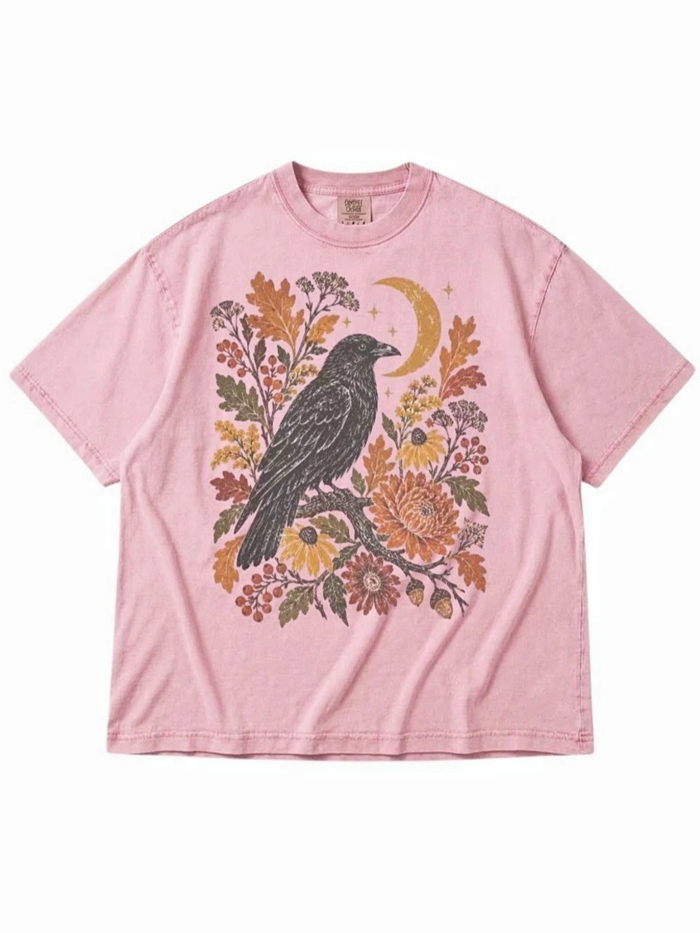 Comfort Colors Floral Crow Graphic Tee in Blossom